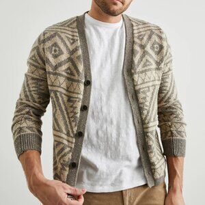 Rails Khaki/Brown Geometric Cotton Blend Cardigan